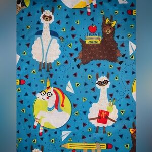 Pencil Llama Teacher Sloth School Farm Apple  Quilting Cotton Fabric 1 yard